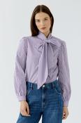 Oui Pussybow Striped Blouse in Violet and White image