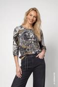 Monari Round Neck Jumper in Black Pattern with Sequin Detail