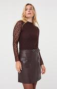 Esqualo long sleeve lace top in Cacao