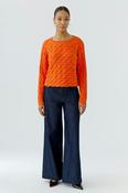 OUI Round Neck Cable Knit Jumper in Orange image