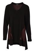 Naya Vee Neck Top with Print Detail in Black/Brown image