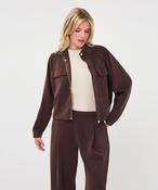 Esqualo cropped cardigan with pocket detail in cacao