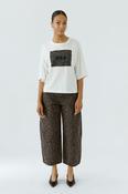 OUI Long Sleeve T Shirt with sequin detail on front in Cream image