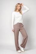 MONARI elastic waisted straight leg trouser in taupe