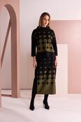Naya Spot Border Print High Neck Top in Black/Avacado image