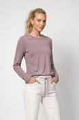 MONARI long sleeve T shirt with dimante detail around the neckline in taupe