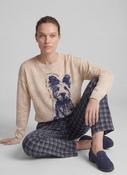 Rabe Dog Motif Light Knit in Beige and Dark Blue image