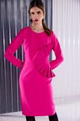 Kate Cooper Round Neck Dress with Taffeta Waist Fan Detail in Raspberry Rose Pink image