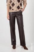 Monari Wide Leg Leather Trousers In Chocolate image