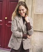 Esqualo Blazer with Paisley design in Brown/Beige Check
