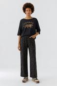 OUI Pull Up Wide Leg Trousers in Animal Print in Brown/Black image