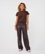 Esqualo wide leg leather trousers in cacao image