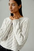 OUI Round Neck Cable Knit Jumper in Beige image
