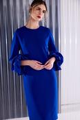 Kate Cooper Round Neck Dress with Ruched Cuff Detail in Regal Blue image