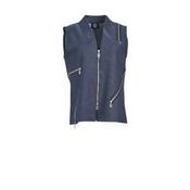 My Soul stretch waist coat with zip detail in black and in dark denim