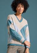 Bianca Venus V neck knit in Blue Check Print image