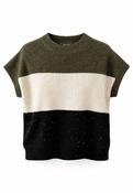 TUZZI STRIPED SLIP OVER WITH SEQUIN DETAIL IN KHAKI / CREAM image