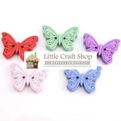Wooden Coloured Butterfly Buttons assorted x 12 image
