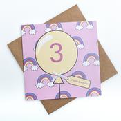 3rd Birthday Pink Balloon Card image