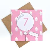 7th Birthday Cupcake Balloon Card image