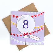 8th Birthday Bunting Balloon Card image