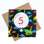 5th Birthday Dinosaur Balloon Card image