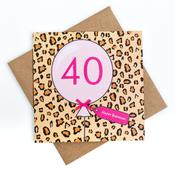 40th Birthday Animal Balloon Card image