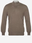 Wool And Cashmere Half Zip Brown