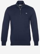 Casual Cotton Half Zip Sweater Evening Blue