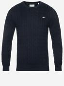 Cotton Cable Crew Neck Sweater Evening Blue