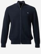 Micro Textured Cotton Zip Cardigan Evening Blue