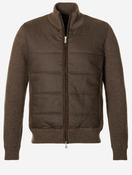 Full Zip Padded Knit Jacket Brown