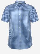 Classic Poplin Check Regular Fit Short Sleeve Shirt Rich Blue