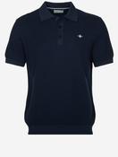 Micro Textured Cotton Short Sleeve Polo Evening Blue image