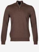 Merino Wool Half Zip Dark Brown Melange