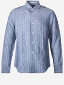 Regular Linen Stripe Shirt Persian Blue image