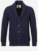Ribbed Wool Blend Shawl Cardigan Evening Blue