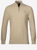 Micro Textured Cotton Half Zip Oat Melange