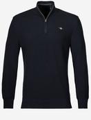 Micro Textured Cotton Half Zip Evening Blue
