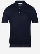 Weave Short Sleeve 3 Button Polo Navy