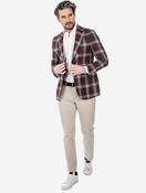 Burgundy Check Unstructured Jacket Burgundy
