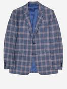 Check Silk Blend Jacket Blue