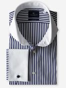 Stripe Contrast Collar Double Cuff Shirt Navy image