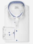 Fitted Plain Twill Shirt with Tile Pattern White