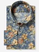 Regular Linen Floral Shirt Blue image