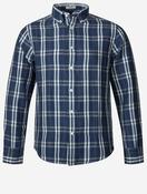 Regular Cotton Linen Indigo Check Shirt Light Indigo image
