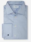 Slim Fit Eton Double Cuff Plain Shirt Blue