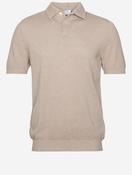 Weave Short Sleeve 3 Button Polo Light Brown