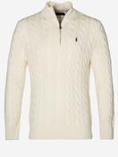 Cable Cotton Quarter Zip Jumper Cream