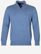 Classic Cotton Half Zip Denim Blue Melange